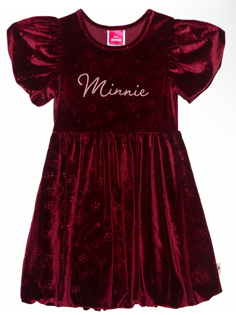 Disney Minnie Mouse Disney Velvet Fit
& Flare Dress Burgundy Girls 6X brand new